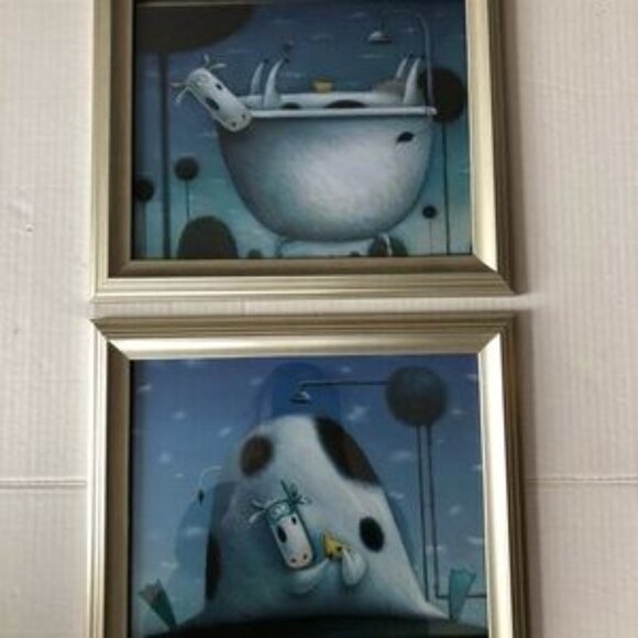 Humorous Cow  Bathroom Prints - Picture 2 of 6